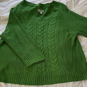 Avenue Vibrant Green Cable Knit Sweater